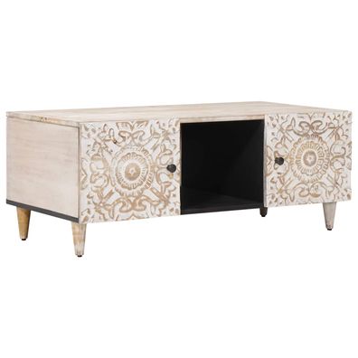vidaXL Couchtisch Weiß 100 x 54 x 40 cm Massivholz Mango