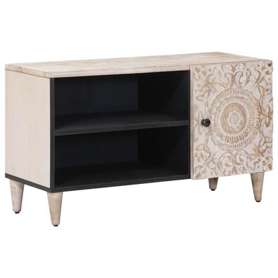 vidaXL TV-Schränk mit Regal Weiß 80 x 31,5 x 46 cm Massivholz Mango