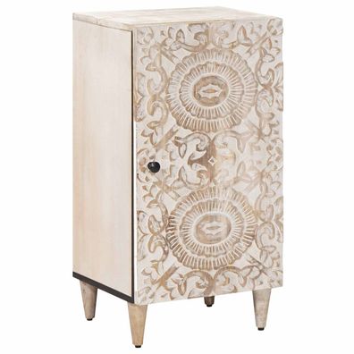 vidaXL Sideboard mit Speicher Weiß 40 x 33,5 x 75 cm Massivholz Mango