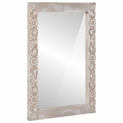 vidaXL Wandspiegel Rechtwinklig Weiß 70 x 50 cm Massivholz Mango