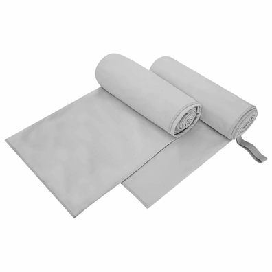 vidaXL Sporthandtücher 2 pcs Grau 200 x 100 cm Polyester und Polyamid