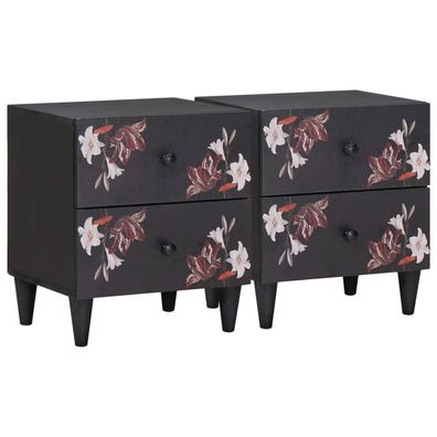 vidaXL Nachttisch 2 pcs Braun 40 x 33,5 x 46 cm Massivholz Mango