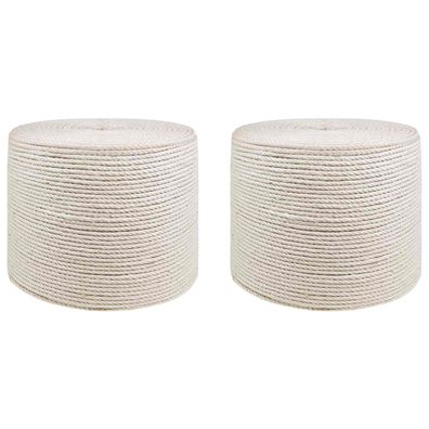 vidaXL Juteschnur 2 pcs 2 Weiß 100% Tossa Jute