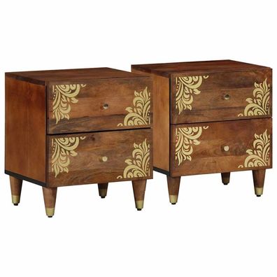 vidaXL Nachttisch 2 pcs Honigbraun 40 x 33 x 46 cm Massivholz Mango