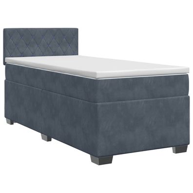 vidaXL Boxspringbett mit Matratze Dunkelgrau 90 x 190 cm Samt