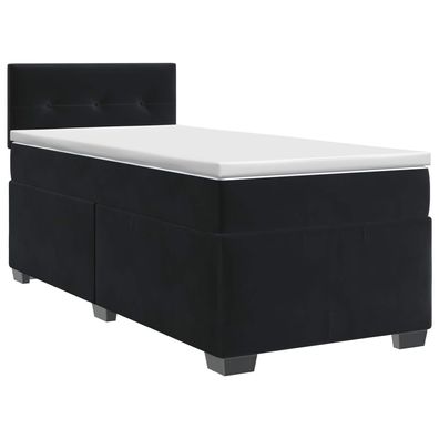 vidaXL Boxspringbett mit Matratze Schwarz 90 x 190 cm Samt
