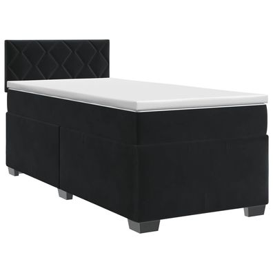 vidaXL Boxspringbett mit Matratze Schwarz 90 x 190 cm Samt