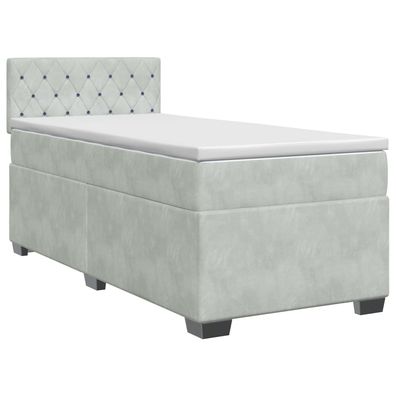 vidaXL Boxspringbett mit Matratze Hellgrau 90 x 200 cm Samt