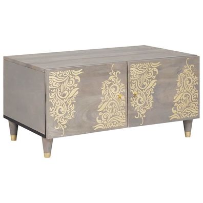 vidaXL Couchtisch Grau 80 x 50 x 40 cm Massivholz Mango
