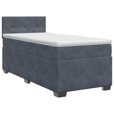 vidaXL Boxspringbett mit Matratze Dunkelgrau 90 x 200 cm Samt