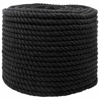 vidaXL Seil Schwarz 1 x 1 x 2500 cm Baumwolle