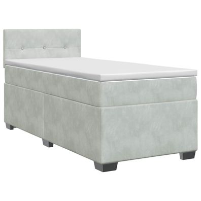 vidaXL Boxspringbett mit Matratze Hellgrau 100 x 200 cm Samt