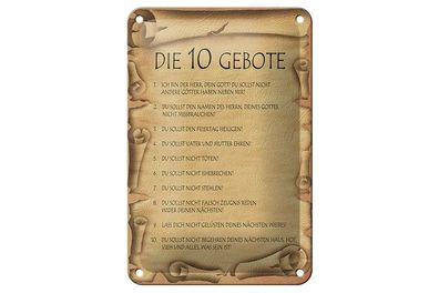Blechschild die 10 Gebote Gottes bin Herr, 3 vers. Größen Spruch