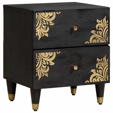 vidaXL Nachttisch Schwarz 40 x 33 x 46 cm Massivholz Mango