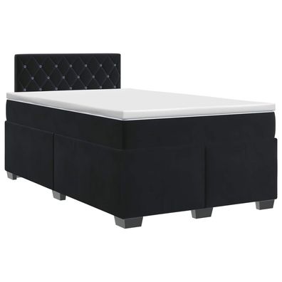 vidaXL Boxspringbett mit Matratze Schwarz 120 x 190 cm Samt