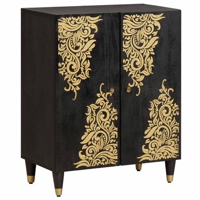 vidaXL Sideboard Schwarz 60 x 33 x 75 cm Massivholz Mango