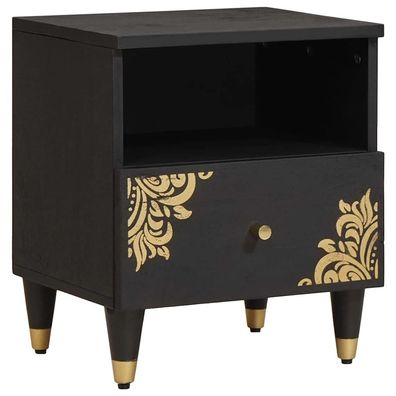 vidaXL Nachttisch Schwarz 40 x 33 x 46 cm Massivholz Mango