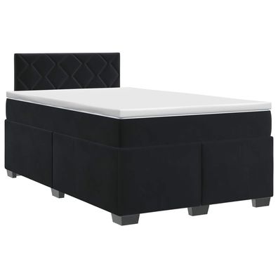 vidaXL Boxspringbett mit Matratze Schwarz 120 x 190 cm Samt