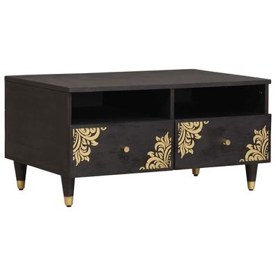 vidaXL Couchtisch Schwarz 80 x 54 x 40 cm Massivholz Mango