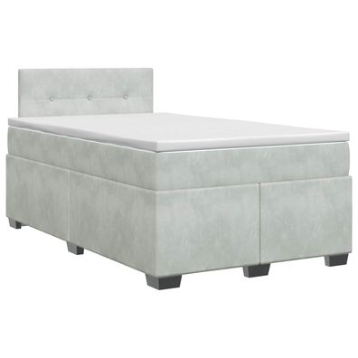 vidaXL Boxspringbett mit Matratze Hellgrau 120 x 200 cm Samt