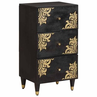 vidaXL Sideboard mit Regal Schwarz 40 x 33 x 75 cm Massivholz Mango