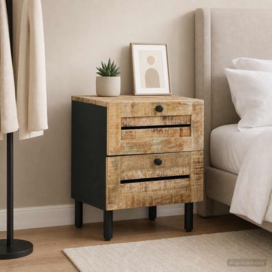 vidaXL Nachttisch Natur 40 x 33 x 46 cm Massivholz Mango
