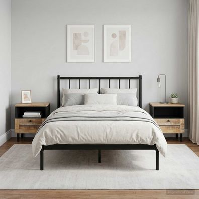 vidaXL Nachttisch 2 Stk. Natur 40 x 33 x 46 cm Massivholz Mango