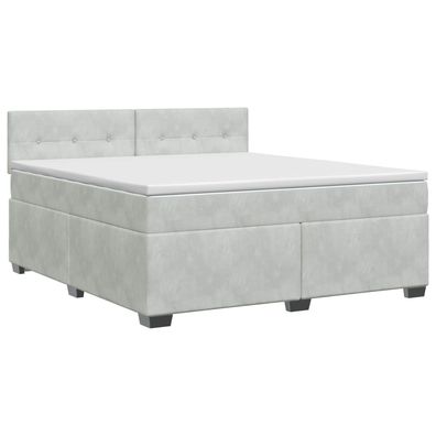 vidaXL Boxspringbett mit Matratze Hellgrau 140 x 200 cm Samt