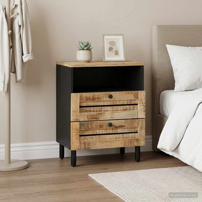 vidaXL Nachttisch Braun und Schwarz 50 x 33 x 60 cm Massivholz Mango