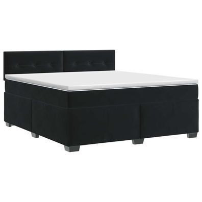 vidaXL Boxspringbett mit Matratze Schwarz 140 x 200 cm Samt