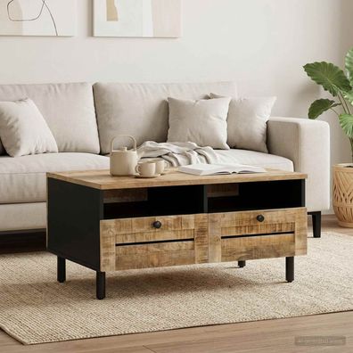vidaXL Couchtisch Braun und Schwarz 80 x 54 x 40 cm Massivholz Mango