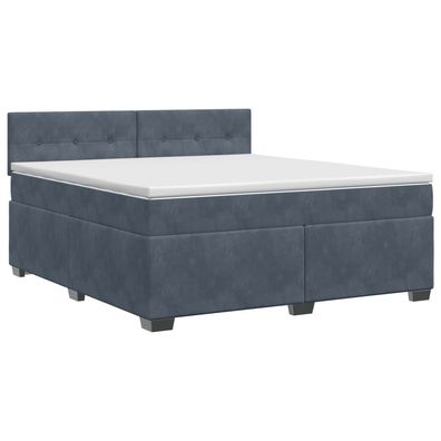 vidaXL Boxspringbett mit Matratze Dunkelgrau 180 x 200 cm Samt