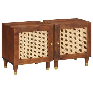 vidaXL Nachttisch 2 pcs Braun 40 x 33,5 x 46 cm Massivholz Akazie