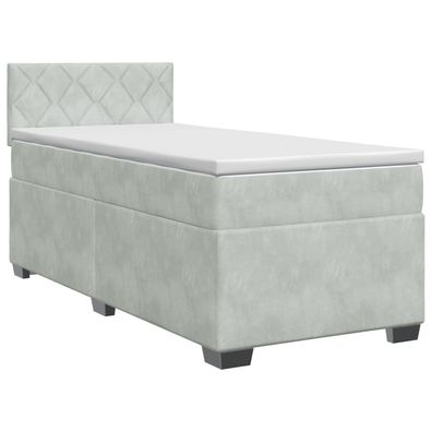 vidaXL Boxspringbett mit Matratze Hellgrau 90 x 190 cm Samt