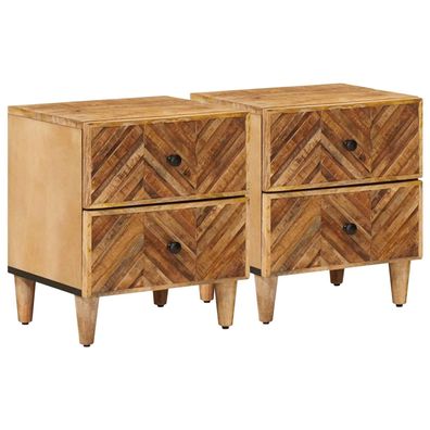 vidaXL Nachttisch 2 pcs Braun 40 x 33,5 x 46 cm Massivholz Mango