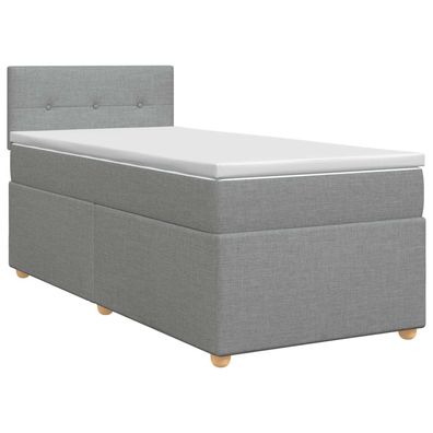 vidaXL Boxspringbett mit Matratze Hellgrau 90 x 190 cm Stoff