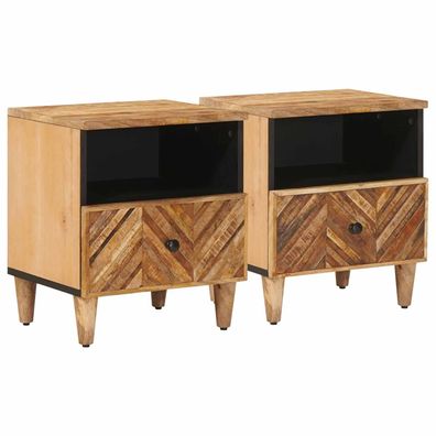 vidaXL Nachttisch 2 pcs Braun 50 x 33 x 60 cm Massivholz Mango