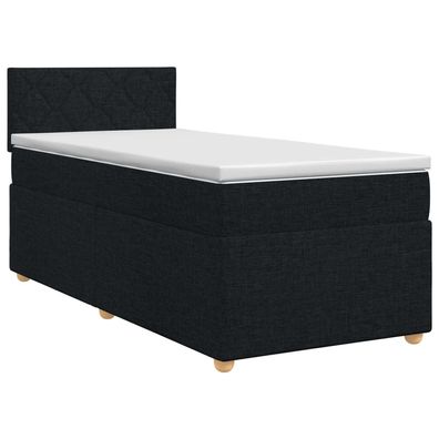 vidaXL Boxspringbett mit Matratze Schwarz 90 x 190 cm Stoff