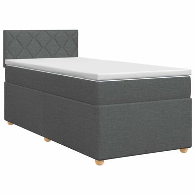 vidaXL Boxspringbett mit Matratze Dunkelgrau 100 x 200 cm Stoff