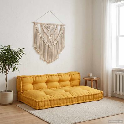 vidaXL Pallet Sofa Kissen 2 pcs Gelb 120 x 80 x 38 cm Stoff