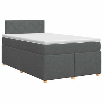 vidaXL Boxspringbett mit Matratze Dunkelgrau 120 x 190 cm Stoff