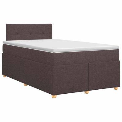 vidaXL Boxspringbett mit Matratze Dunkelbraun 120 x 200 cm Stoff