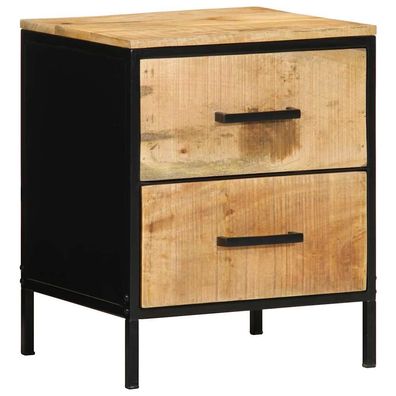 vidaXL Nachttisch Braun und Schwarz 40 x 35 x 50 cm Massivholz Mango