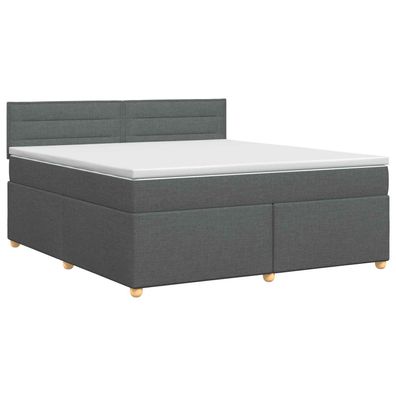 vidaXL Boxspringbett mit Matratze Dunkelgrau 140 x 190 cm Stoff