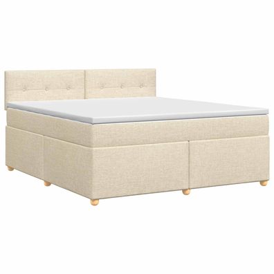 vidaXL Boxspringbett mit Matratze Creme 140 x 190 cm Stoff