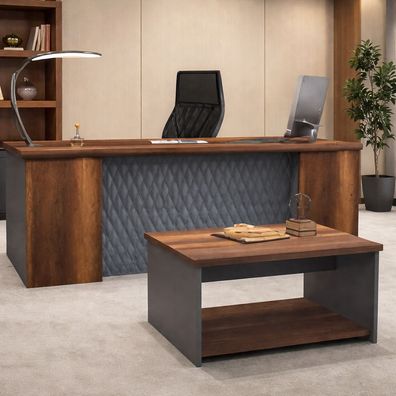 Arbeitszimmer-Set Farbe: raun, Grau Modernes Design Holzrahmen -2tlg