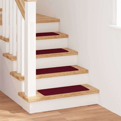 vidaXL Rutschfeste Treppenmatten 15 pcs Bordeaux 60 x 25 cm PP