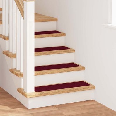 vidaXL Rutschfeste Treppenmatten 15 pcs Bordeaux 75 x 20 cm PP