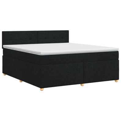 vidaXL Boxspringbett mit Matratze Schwarz 180 x 200 cm Stoff