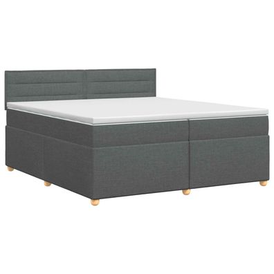vidaXL Boxspringbett mit Matratze Dunkelgrau 200 x 200 cm Stoff